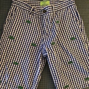 Boys castaway of Nantucket embroidered alligator gingham shorts size 8.